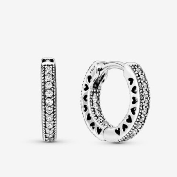 Pandora Jewelry - Pavé heart hoop earrings